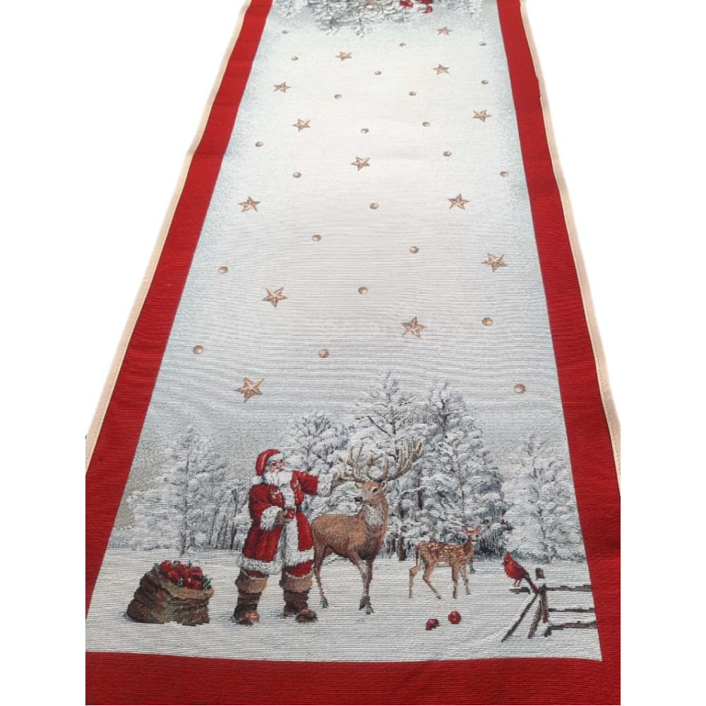 Bieżnik ze Świętym Mikołajem i jeleniem 40x100 cm 1151
